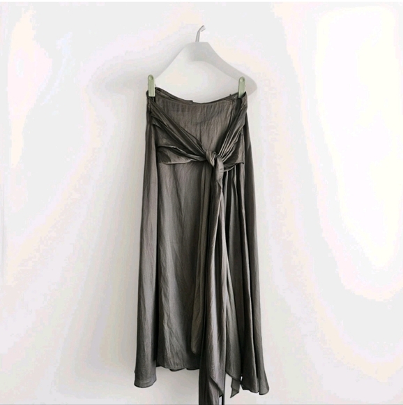 Creature Of Comfort Midi Wrap Skirt Size 0 Silky Front Waist Ruffled Tie A-line - Picture 1 of 11